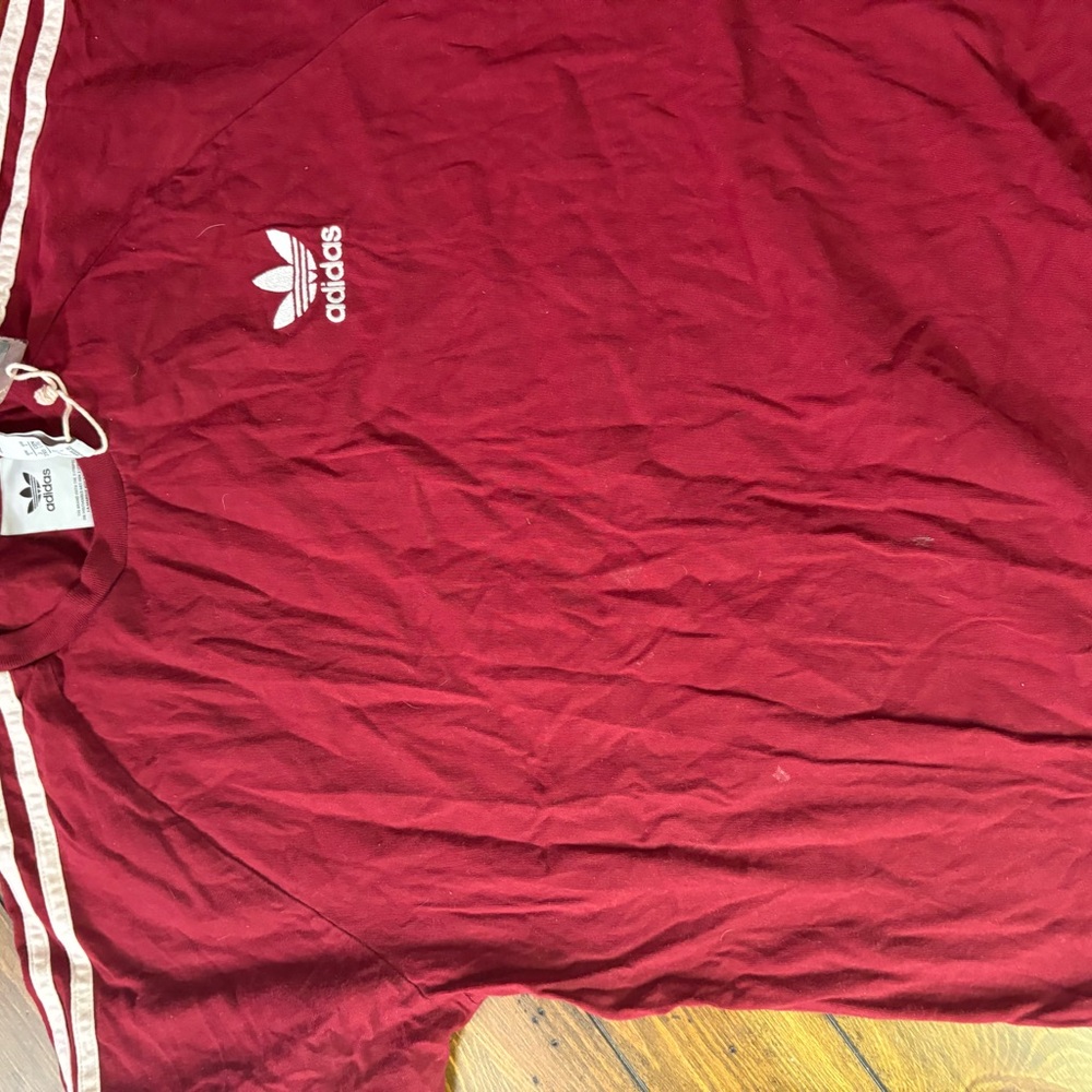 Adidas Men's Burgundy Tee with White Accents